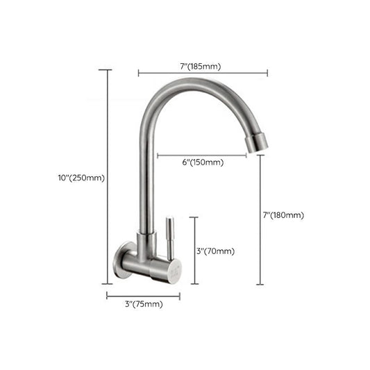Contemporary Single Handle Bar Faucet Pull-down Wall-mounted Faucet in Chrome Clearhalo 'Home Improvement' 'home_improvement' 'home_improvement_kitchen_faucets' 'Kitchen Faucets' 'Kitchen Remodel & Kitchen Fixtures' 'Kitchen Sinks & Faucet Components' 'kitchen_faucets' 1200x1200_55536b08-aeb8-43a1-8d08-768ab174523e