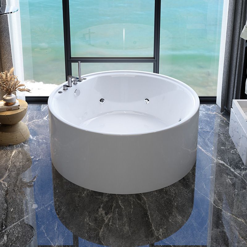 Acrylic Round Bath Tub Whirlpool Freestanding Bathtub with Tub Filler and Trim Kit Clearhalo 'Bathroom Remodel & Bathroom Fixtures' 'Bathtubs' 'Home Improvement' 'home_improvement' 'home_improvement_bathtubs' 'Showers & Bathtubs' 1200x1200_55859471-9ab4-4a28-bee8-1d12b0b723d8