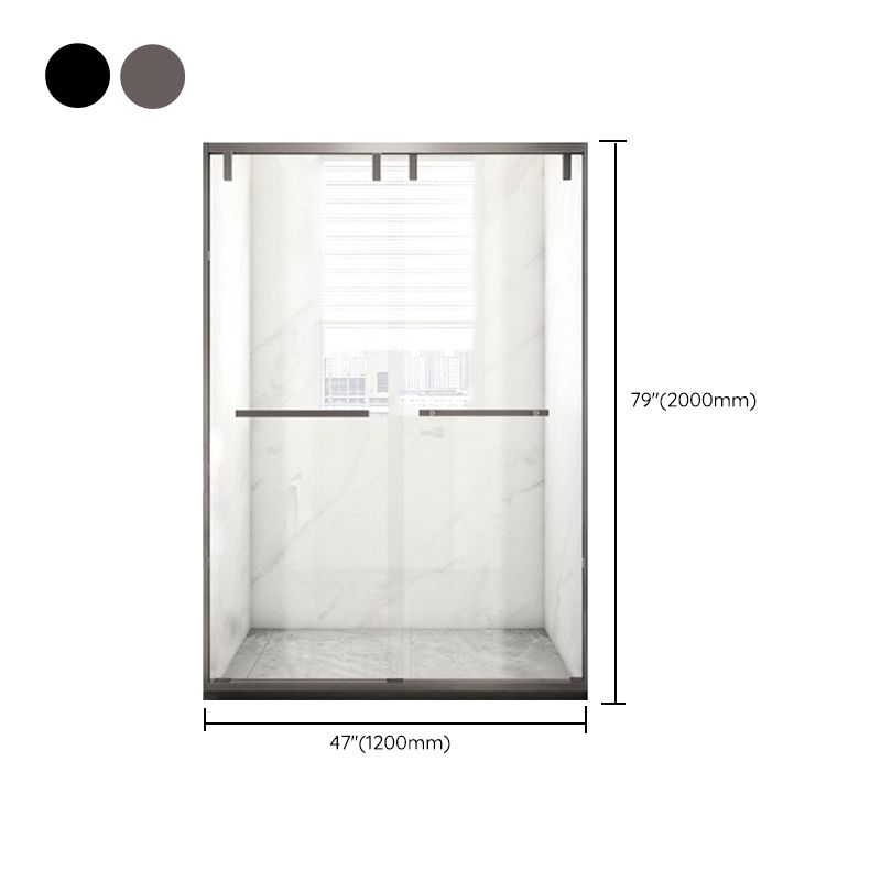 Tempered Glass Shower Door with Stone Base, Dual Moving Semi Frameless Shower Bath Door Clearhalo 'Bathroom Remodel & Bathroom Fixtures' 'Home Improvement' 'home_improvement' 'home_improvement_shower_tub_doors' 'Shower and Tub Doors' 'shower_tub_doors' 'Showers & Bathtubs' 1200x1200_55978f9c-9cc7-4a20-b089-d3dfd8bcba86