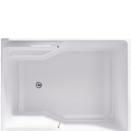 Modern Rectangular White Bathtub Acrylic Back to Wall with Drain Bath Tub Clearhalo 'Bathroom Remodel & Bathroom Fixtures' 'Bathtubs' 'Home Improvement' 'home_improvement' 'home_improvement_bathtubs' 'Showers & Bathtubs' 1200x1200_559c708e-3337-4493-b7f9-975d082bc0b7
