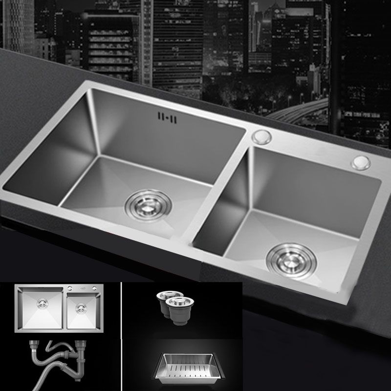Contemporary Style Kitchen Sink Stainless Steel Kitchen Sink with Drain Strainer Kit Clearhalo 'Home Improvement' 'home_improvement' 'home_improvement_kitchen_sinks' 'Kitchen Remodel & Kitchen Fixtures' 'Kitchen Sinks & Faucet Components' 'Kitchen Sinks' 'kitchen_sinks' 1200x1200_55b8b446-074f-4b95-a96b-aae6ff425ccf