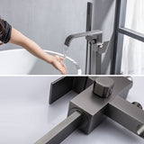 Floor Mounted Metal Freestanding Tub Filler Swivel Freestanding Faucet with Spray Gun Clearhalo 'Bathroom Remodel & Bathroom Fixtures' 'Bathtub Faucets' 'bathtub_faucets' 'Home Improvement' 'home_improvement' 'home_improvement_bathtub_faucets' 1200x1200_55c5e5bd-aea0-420a-abdc-9e781fc82c92