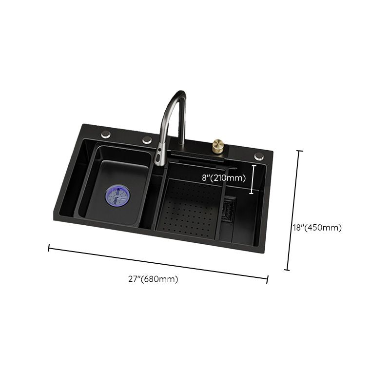 Single Bowl Kitchen Sink Black Stainless Steel Top Mount 3 Holes Sink with Strainer Clearhalo 'Home Improvement' 'home_improvement' 'home_improvement_kitchen_sinks' 'Kitchen Remodel & Kitchen Fixtures' 'Kitchen Sinks & Faucet Components' 'Kitchen Sinks' 'kitchen_sinks' 1200x1200_55defa8a-1cbc-47b6-abab-c919a2dcf7b5