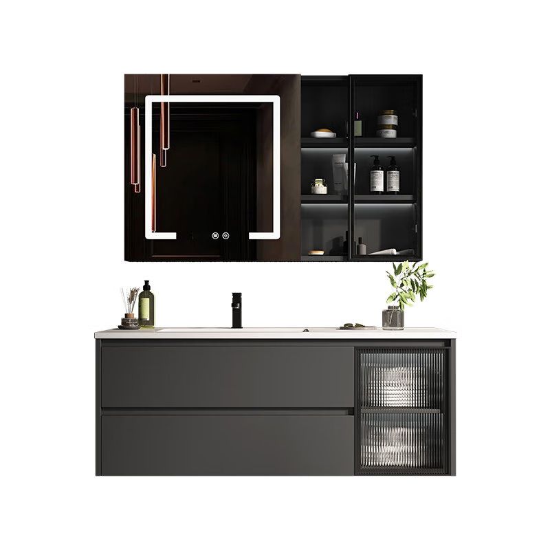 Luxurious Bathroom Vanity Wall-Mounted Sink Floor Cabinet in Black Clearhalo 'Bathroom Remodel & Bathroom Fixtures' 'Bathroom Vanities' 'bathroom_vanities' 'Home Improvement' 'home_improvement' 'home_improvement_bathroom_vanities' 1200x1200_5600b0a7-c36b-4a5d-8da6-cd0e342d4ed9