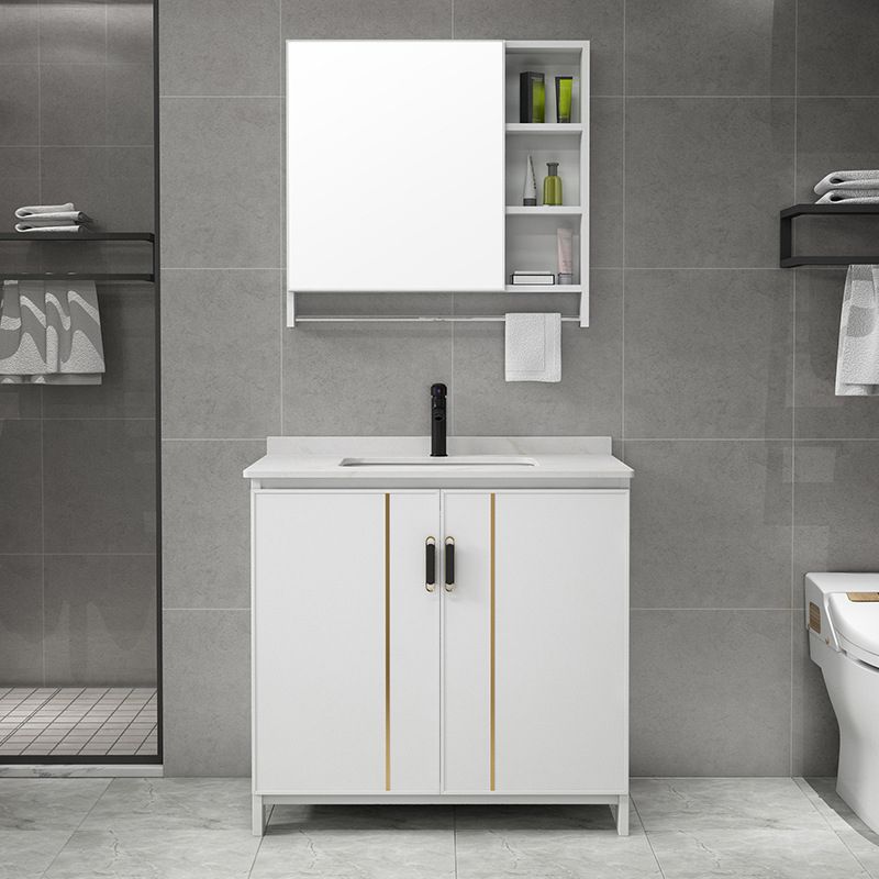 Gorgeous Freestanding Sink Cabinet Mirror Cabinet Bathroom Vanity Set in White Clearhalo 'Bathroom Remodel & Bathroom Fixtures' 'Bathroom Vanities' 'bathroom_vanities' 'Home Improvement' 'home_improvement' 'home_improvement_bathroom_vanities' 1200x1200_56092b11-43c6-441c-879c-503443e8062b