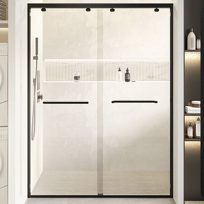 Double Sliding Shower Door Semi Frameless Shower Door with Stainless Steel Frame Clearhalo 'Bathroom Remodel & Bathroom Fixtures' 'Home Improvement' 'home_improvement' 'home_improvement_shower_tub_doors' 'Shower and Tub Doors' 'shower_tub_doors' 'Showers & Bathtubs' 1200x1200_560a8b0b-caf9-4e1b-a535-127d8b312667