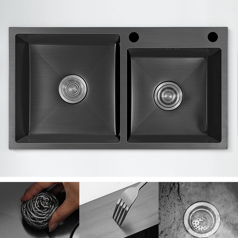 Contemporary Style Double Sink Stainless Steel 2 Holes Sink for Kitchen Clearhalo 'Home Improvement' 'home_improvement' 'home_improvement_kitchen_sinks' 'Kitchen Remodel & Kitchen Fixtures' 'Kitchen Sinks & Faucet Components' 'Kitchen Sinks' 'kitchen_sinks' 1200x1200_5620f30b-80fc-46b8-bbdd-89ec1eb5e635