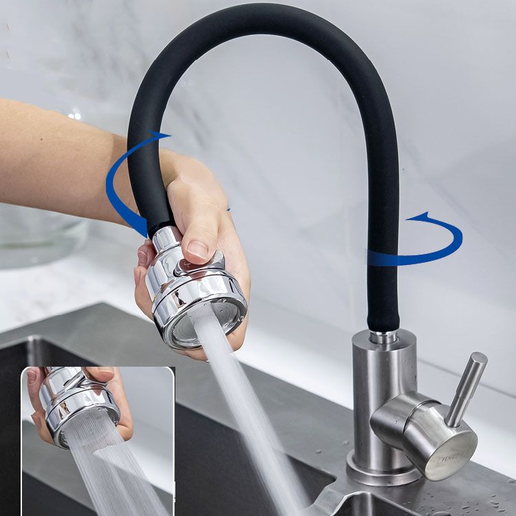 Contemporary Pull down Kitchen Faucet Single Handle 304 Stainless Steel Water Filler Clearhalo 'Home Improvement' 'home_improvement' 'home_improvement_kitchen_faucets' 'Kitchen Faucets' 'Kitchen Remodel & Kitchen Fixtures' 'Kitchen Sinks & Faucet Components' 'kitchen_faucets' 1200x1200_56233e32-dd78-44df-b8c3-dbeacb319bba