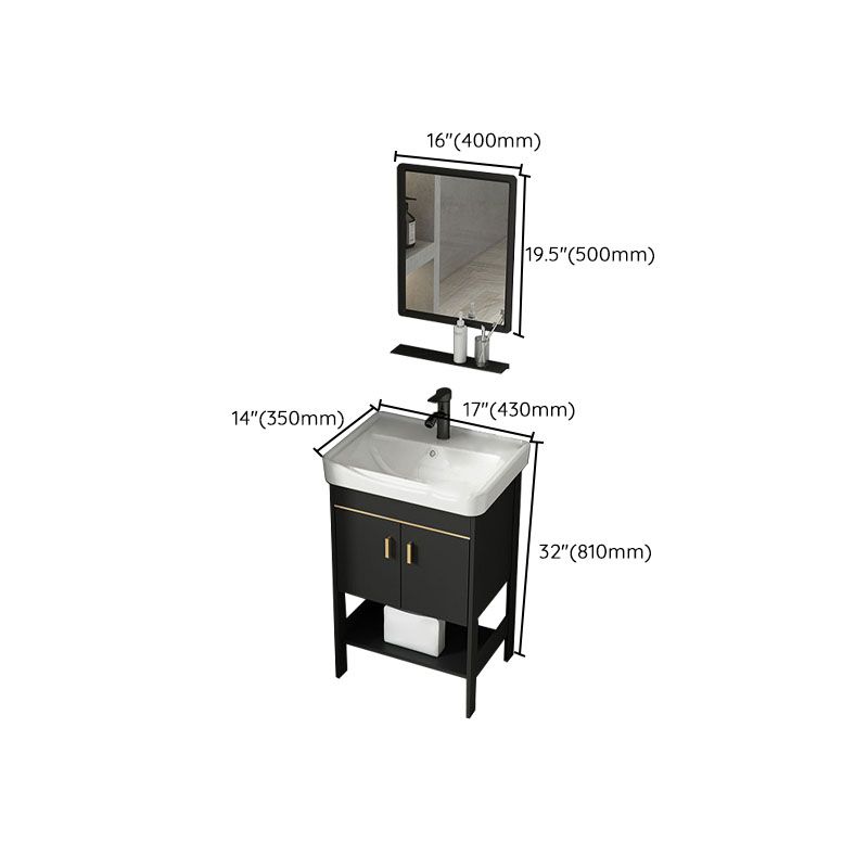 Freestanding Metal Mirror Included Sink Vanity with Sink for Bathroom Clearhalo 'Bathroom Remodel & Bathroom Fixtures' 'Bathroom Vanities' 'bathroom_vanities' 'Home Improvement' 'home_improvement' 'home_improvement_bathroom_vanities' 1200x1200_563b4e07-0b68-4b64-97bd-7b14a883aca9