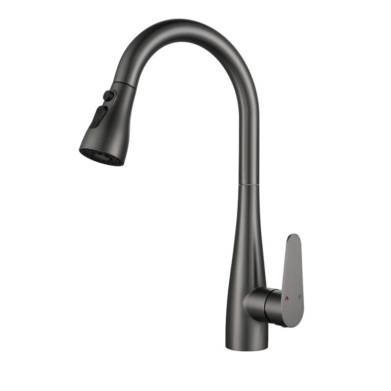 Modern Faucet 1-Handle 1-Hole Copper with Pull out Sprayer Gooseneck Faucet Clearhalo 'Home Improvement' 'home_improvement' 'home_improvement_kitchen_faucets' 'Kitchen Faucets' 'Kitchen Remodel & Kitchen Fixtures' 'Kitchen Sinks & Faucet Components' 'kitchen_faucets' 1200x1200_565c3e7b-82ae-44e2-9ce2-070ff2fe66de