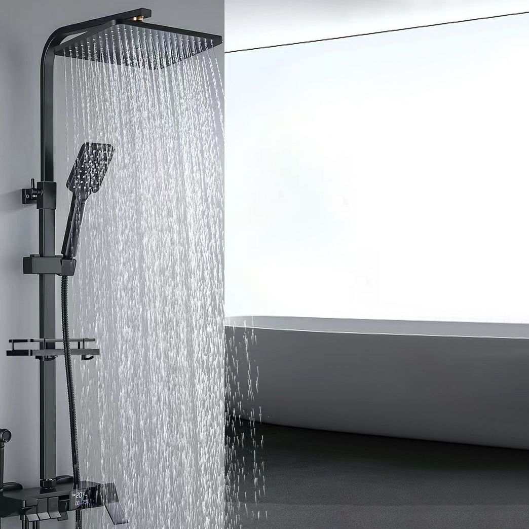 Square Metal Shower System Volume Control Dual Shower Head Shower Faucet with Shower Arm Clearhalo 'Bathroom Remodel & Bathroom Fixtures' 'Home Improvement' 'home_improvement' 'home_improvement_shower_faucets' 'Shower Faucets & Systems' 'shower_faucets' 'Showers & Bathtubs Plumbing' 'Showers & Bathtubs' 1200x1200_5660f720-14db-4c79-af65-9608e4ad5811