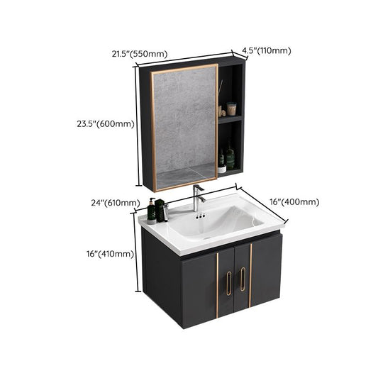 Rectangular Bathroom Vanity Modern Black Metal Frame Single Vanity Set Clearhalo 'Bathroom Remodel & Bathroom Fixtures' 'Bathroom Vanities' 'bathroom_vanities' 'Home Improvement' 'home_improvement' 'home_improvement_bathroom_vanities' 1200x1200_566439e4-22df-480c-9fb0-cdac4407f3f5