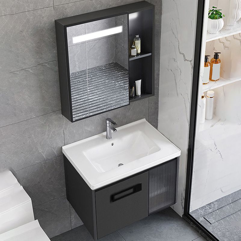 Sink Vanity Wall Mounted Rectangular Drawers Ceramic Sink Vanity Set Clearhalo 'Bathroom Remodel & Bathroom Fixtures' 'Bathroom Vanities' 'bathroom_vanities' 'Home Improvement' 'home_improvement' 'home_improvement_bathroom_vanities' 1200x1200_56814863-f001-4744-be98-0d07e183d2d3