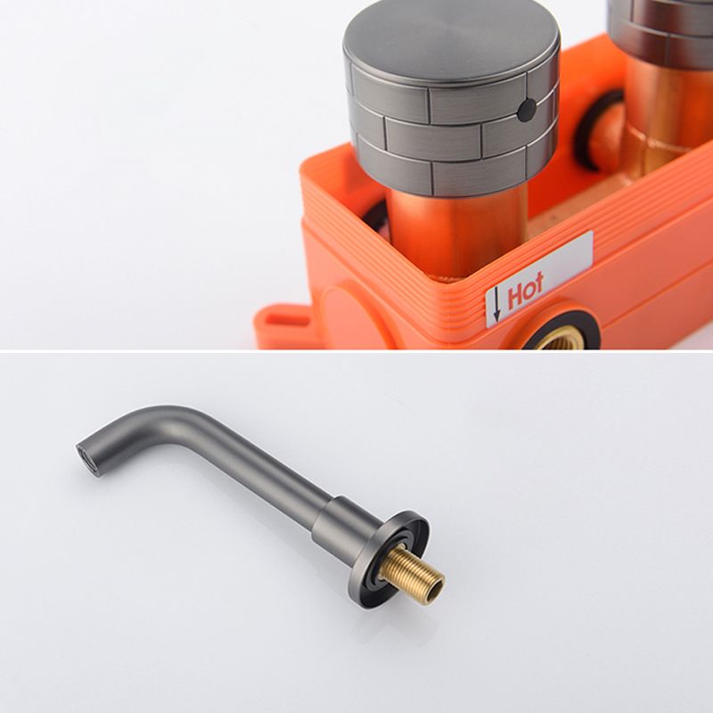 Modern Wall Mounted Metal Tub Filler Trim Low Arc Bathroom Faucet Clearhalo 'Bathroom Remodel & Bathroom Fixtures' 'Bathtub Faucets' 'bathtub_faucets' 'Home Improvement' 'home_improvement' 'home_improvement_bathtub_faucets' 1200x1200_56cd4d04-d8dd-47b8-85a0-990b77f5b54f