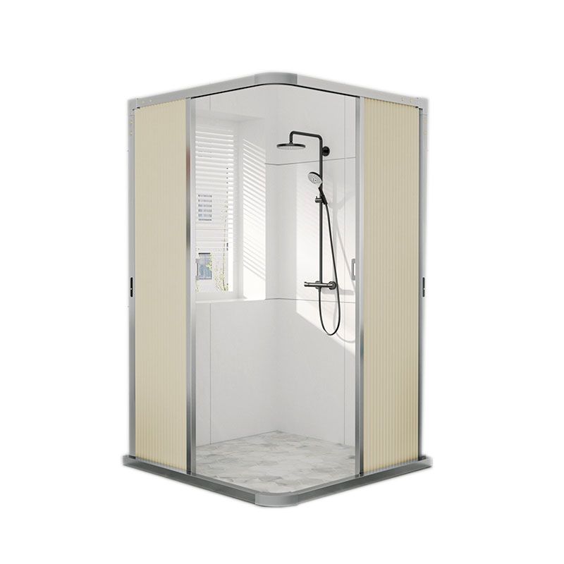 Square Corner Aluminum Frame Shower Enclosure with Double Door Handles Clearhalo 'Bathroom Remodel & Bathroom Fixtures' 'Home Improvement' 'home_improvement' 'home_improvement_shower_stalls_enclosures' 'Shower Stalls & Enclosures' 'shower_stalls_enclosures' 'Showers & Bathtubs' 1200x1200_57093156-e02d-45cc-b221-3b99a7249c29