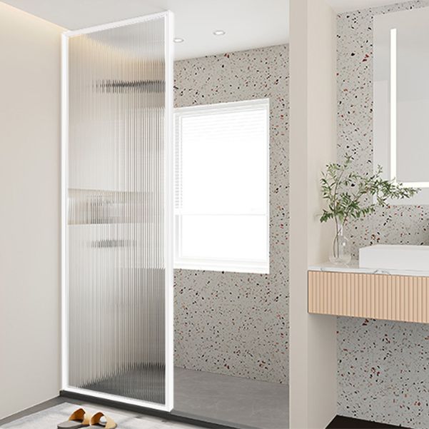 Fixed Shower Screen White Full Frame Tempered Glass Shower Door Clearhalo 'Bathroom Remodel & Bathroom Fixtures' 'Home Improvement' 'home_improvement' 'home_improvement_shower_tub_doors' 'Shower and Tub Doors' 'shower_tub_doors' 'Showers & Bathtubs' 1200x1200_5731a50a-b1bd-4392-871a-cc6402481339