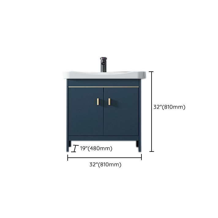 Blue Bath Vanity Hardware Glam Metal Freestanding Bathroom Vanity Set with Mirror Clearhalo 'Bathroom Remodel & Bathroom Fixtures' 'Bathroom Vanities' 'bathroom_vanities' 'Home Improvement' 'home_improvement' 'home_improvement_bathroom_vanities' 1200x1200_5734e065-e208-41f8-801c-823c9ac11491