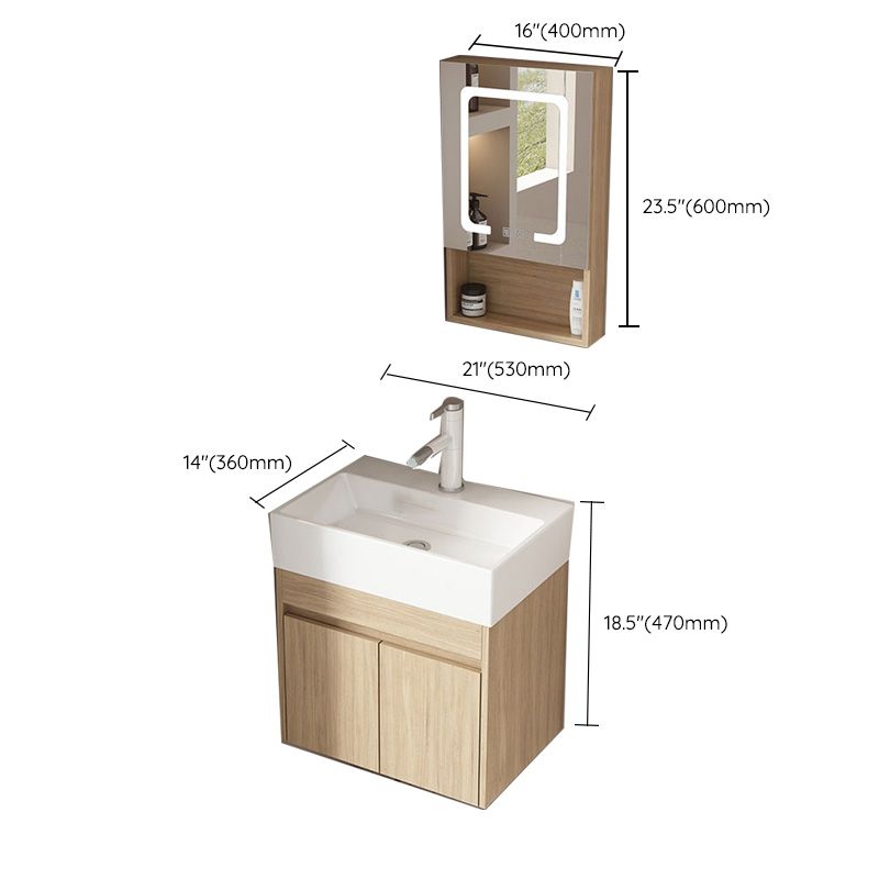 Basic Wooden Sink Vanity Wall-Mounted Vanity Cabinet with Mirror Cabinet Clearhalo 'Bathroom Remodel & Bathroom Fixtures' 'Bathroom Vanities' 'bathroom_vanities' 'Home Improvement' 'home_improvement' 'home_improvement_bathroom_vanities' 1200x1200_573dbf43-0498-42f7-999e-cf41def7ce0e