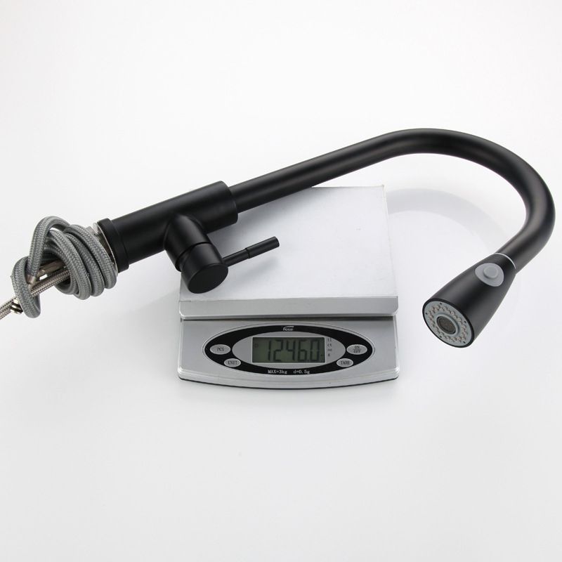 Kitchen Faucet Cold and Hot Controlled Rod Handle Stainless Black Kitchen Faucet Clearhalo 'Home Improvement' 'home_improvement' 'home_improvement_kitchen_faucets' 'Kitchen Faucets' 'Kitchen Remodel & Kitchen Fixtures' 'Kitchen Sinks & Faucet Components' 'kitchen_faucets' 1200x1200_574955ee-7b7c-43f5-94c8-038c85394199