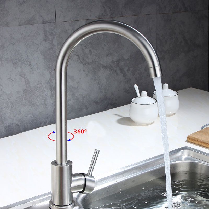 Modern Bar Faucet Stainless Steel with Handles and Supply Lines High Arch Kitchen Faucet Clearhalo 'Home Improvement' 'home_improvement' 'home_improvement_kitchen_faucets' 'Kitchen Faucets' 'Kitchen Remodel & Kitchen Fixtures' 'Kitchen Sinks & Faucet Components' 'kitchen_faucets' 1200x1200_575053d3-4d2c-4bc8-88b0-7d8a6bec7157