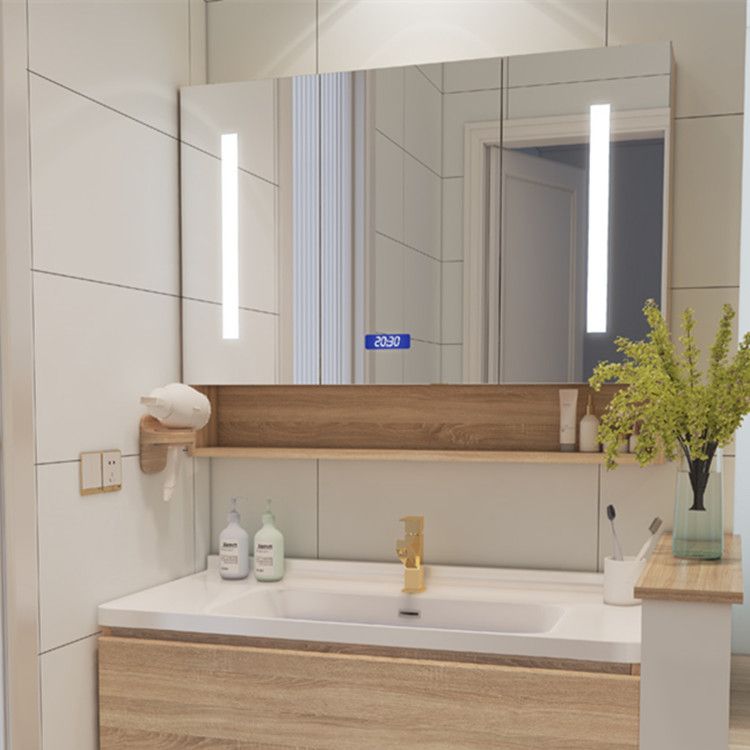 Drawers Bath Vanity Wood Mirror Rectangle Single Sink Wall Mount Vanity Set Clearhalo 'Bathroom Remodel & Bathroom Fixtures' 'Bathroom Vanities' 'bathroom_vanities' 'Home Improvement' 'home_improvement' 'home_improvement_bathroom_vanities' 1200x1200_5776face-11f6-424d-84d5-10f9f5defa54