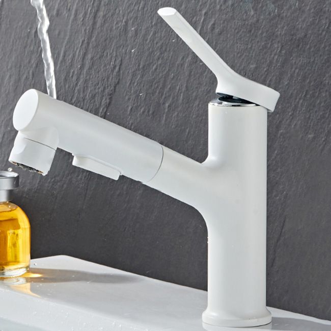 Modern Sink Faucet Lever Handle Pull-out Brass Single Hole Bathroom Sink Clearhalo 'Bathroom Remodel & Bathroom Fixtures' 'Bathroom Sink Faucets' 'Bathroom Sinks & Faucet Components' 'bathroom_sink_faucets' 'Home Improvement' 'home_improvement' 'home_improvement_bathroom_sink_faucets' 1200x1200_577fd687-e752-4908-81ca-17d8f674fe42