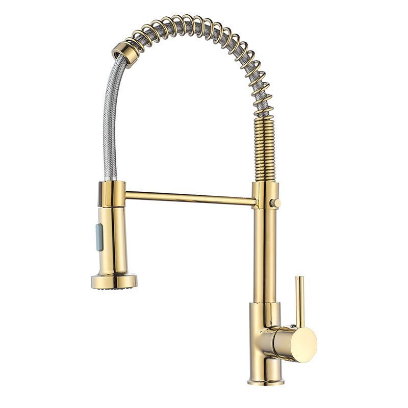 Contemporary Kitchen Faucet Copper Single Handle High Arc Spring Spout Kitchen Faucet Clearhalo 'Home Improvement' 'home_improvement' 'home_improvement_kitchen_faucets' 'Kitchen Faucets' 'Kitchen Remodel & Kitchen Fixtures' 'Kitchen Sinks & Faucet Components' 'kitchen_faucets' 1200x1200_5796aa98-5f6f-490a-9f02-afb0bdba919e