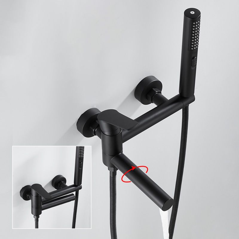 Wall Mounted Metal Tub Filler Single Handle Swivel Tub Faucet Trim Clearhalo 'Bathroom Remodel & Bathroom Fixtures' 'Bathtub Faucets' 'bathtub_faucets' 'Home Improvement' 'home_improvement' 'home_improvement_bathtub_faucets' 1200x1200_579d8a5f-b160-4dec-92da-59c504ce33e3