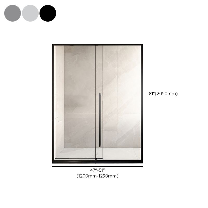 Silver Single Sliding Shower Bath Door Metal Semi-Frameless Shower Door Clearhalo 'Bathroom Remodel & Bathroom Fixtures' 'Home Improvement' 'home_improvement' 'home_improvement_shower_tub_doors' 'Shower and Tub Doors' 'shower_tub_doors' 'Showers & Bathtubs' 1200x1200_57ac26cc-ba8c-4935-ba8a-6748ee5eb2ca