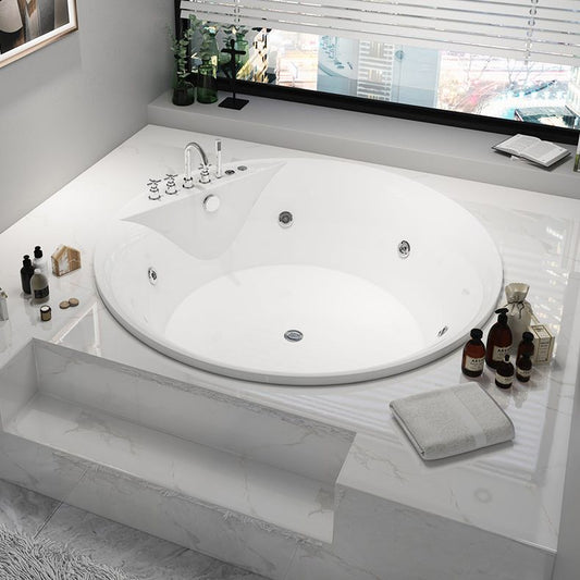 Modern White Acrylic Bath Tub Round Drop-in Bathtub for Home Clearhalo 'Bathroom Remodel & Bathroom Fixtures' 'Bathtubs' 'Home Improvement' 'home_improvement' 'home_improvement_bathtubs' 'Showers & Bathtubs' 1200x1200_57aff6fc-f467-4aa0-b1c8-a5f1228181e5