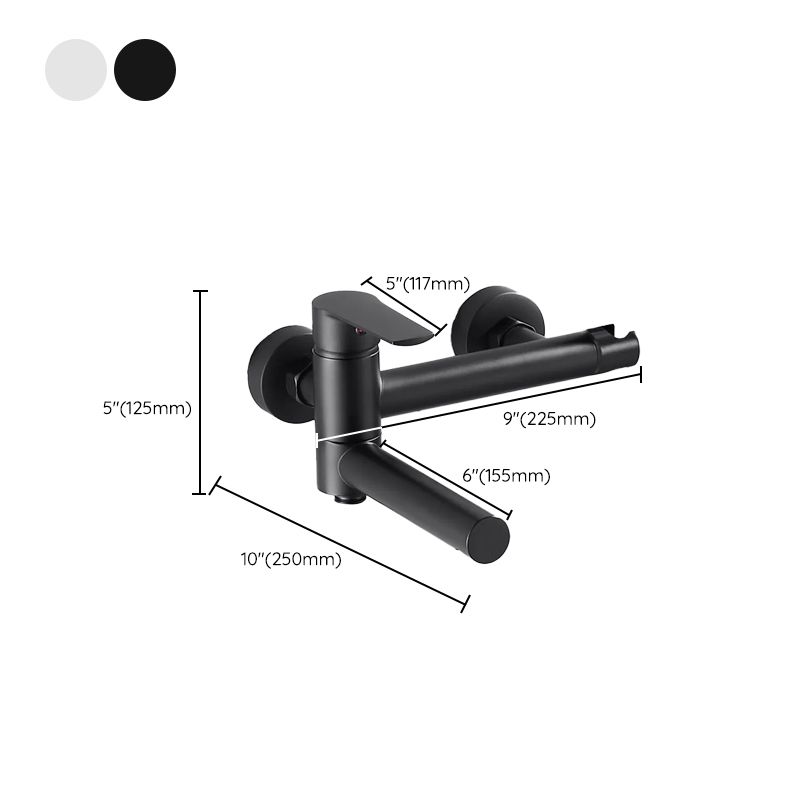 Wall Mounted Metal Tub Filler Single Handle Swivel Tub Faucet Trim Clearhalo 'Bathroom Remodel & Bathroom Fixtures' 'Bathtub Faucets' 'bathtub_faucets' 'Home Improvement' 'home_improvement' 'home_improvement_bathtub_faucets' 1200x1200_57ba1021-439d-48c8-b44b-130f4c685e73