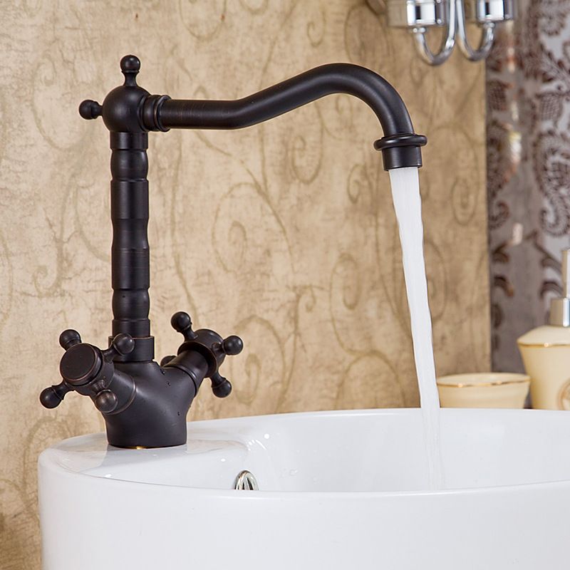 Glam Basin Lavatory Faucet Brass 2 Cross Handles with Water Hose Bathroom Faucet Clearhalo 'Bathroom Remodel & Bathroom Fixtures' 'Bathroom Sink Faucets' 'Bathroom Sinks & Faucet Components' 'bathroom_sink_faucets' 'Home Improvement' 'home_improvement' 'home_improvement_bathroom_sink_faucets' 1200x1200_57ca2c64-1220-4db0-bbab-85178fc57f7c