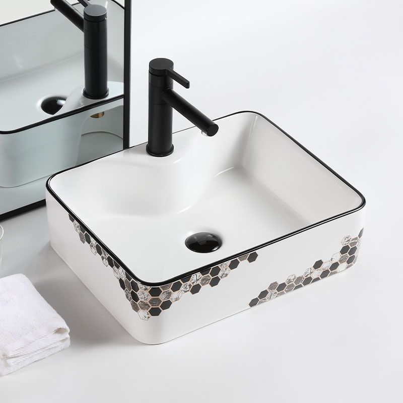 Modern Vessel Bathroom Sink Rectangular Porcelain with Pop-Up Drain Vessel Lavatory Sink Clearhalo 'Bathroom Remodel & Bathroom Fixtures' 'Bathroom Sinks & Faucet Components' 'Bathroom Sinks' 'bathroom_sink' 'Home Improvement' 'home_improvement' 'home_improvement_bathroom_sink' 1200x1200_57d68d6f-5aad-484e-b984-72b6a3c67f58