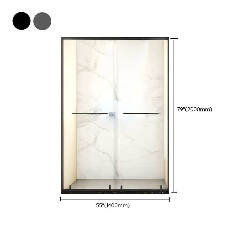 Tempered Shower Bath Door Double Sliding Shower Door with 2 Handle Clearhalo 'Bathroom Remodel & Bathroom Fixtures' 'Home Improvement' 'home_improvement' 'home_improvement_shower_tub_doors' 'Shower and Tub Doors' 'shower_tub_doors' 'Showers & Bathtubs' 1200x1200_57dddb96-f233-4bf9-a649-ce1ee343e305