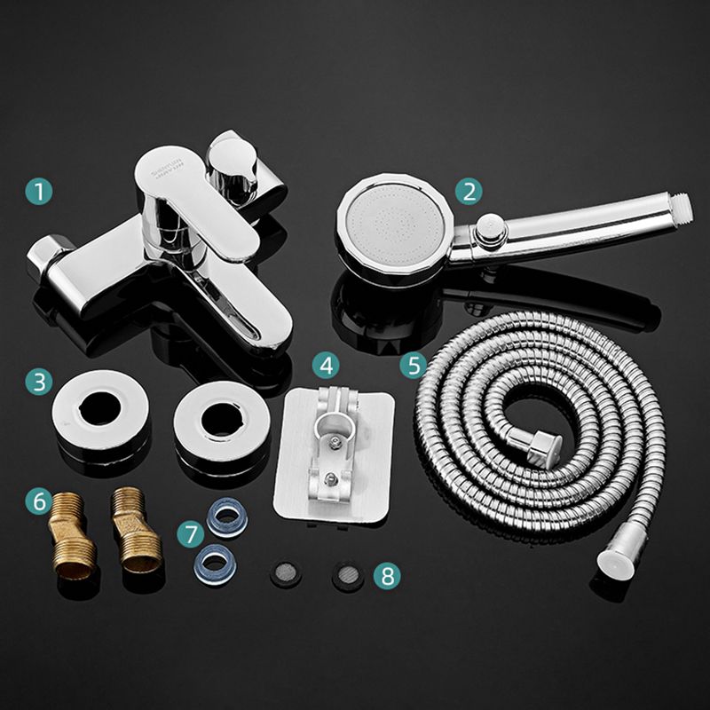 Single Lever Handle Tub Faucet 2 Holes Wall-Mounted Handshower Low Arc Tub Filler Clearhalo 'Bathroom Remodel & Bathroom Fixtures' 'Bathtub Faucets' 'bathtub_faucets' 'Home Improvement' 'home_improvement' 'home_improvement_bathtub_faucets' 1200x1200_57e44fac-5bfa-4337-8658-dea7a7dedd8c