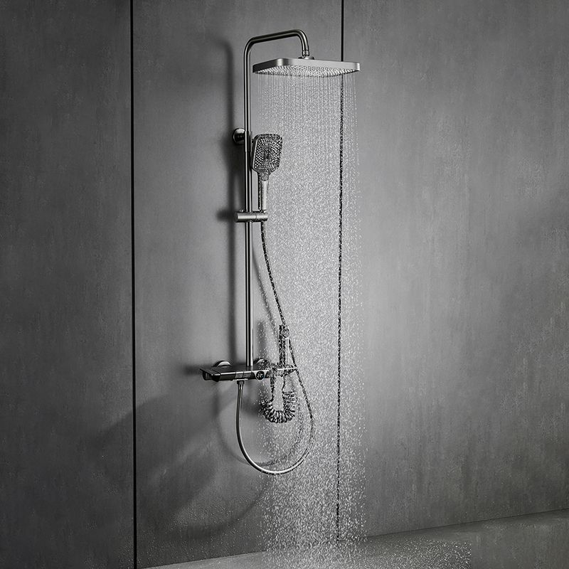 Modern Shower Set Brass Adjustable Shower Head Wall Mounted Shower Head Combo Clearhalo 'Bathroom Remodel & Bathroom Fixtures' 'Home Improvement' 'home_improvement' 'home_improvement_shower_faucets' 'Shower Faucets & Systems' 'shower_faucets' 'Showers & Bathtubs Plumbing' 'Showers & Bathtubs' 1200x1200_57ea488a-e1ca-425a-95a7-44705223c070