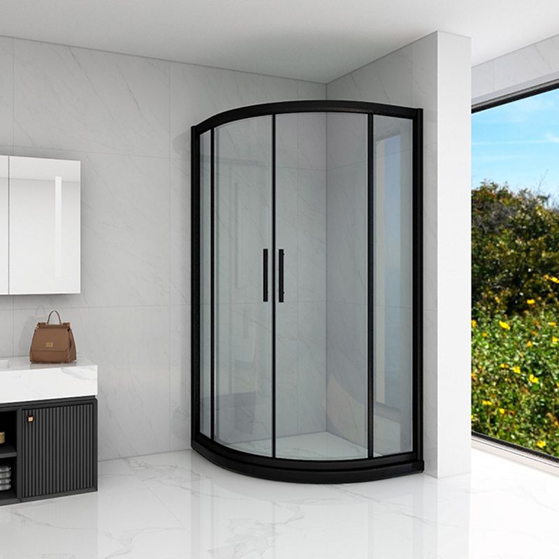Easy Clean Glass Shower Enclosure Black Neo-Angle Shower Kit Clearhalo 'Bathroom Remodel & Bathroom Fixtures' 'Home Improvement' 'home_improvement' 'home_improvement_shower_stalls_enclosures' 'Shower Stalls & Enclosures' 'shower_stalls_enclosures' 'Showers & Bathtubs' 1200x1200_57ee477d-5a65-40f7-a8b2-9f2af1419869