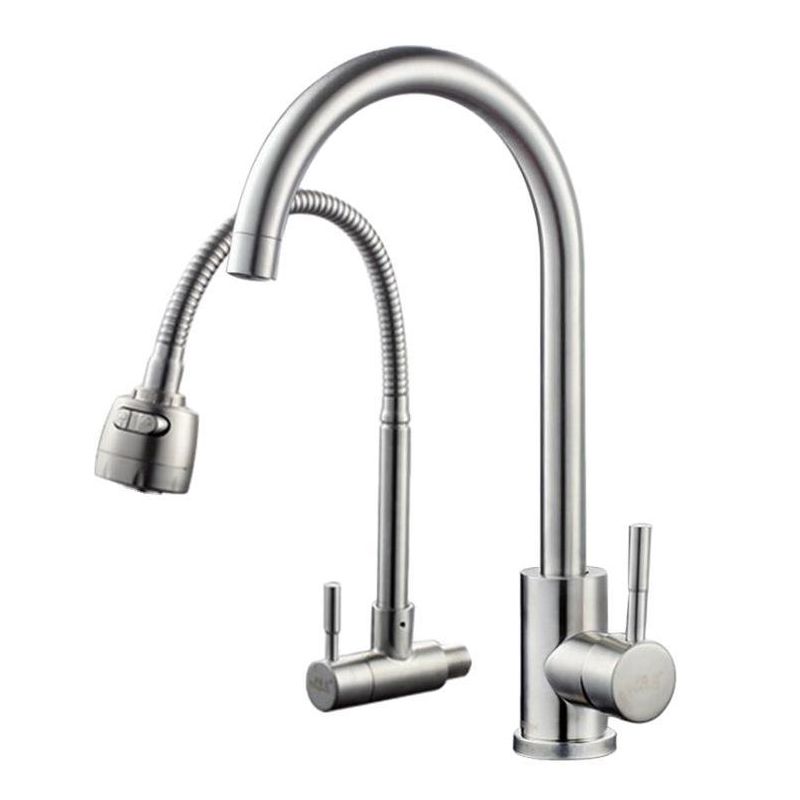 Stainless Steel Kitchen Faucet Single Handle Gooseneck Faucet Clearhalo 'Home Improvement' 'home_improvement' 'home_improvement_kitchen_faucets' 'Kitchen Faucets' 'Kitchen Remodel & Kitchen Fixtures' 'Kitchen Sinks & Faucet Components' 'kitchen_faucets' 1200x1200_57ef0aa8-fe92-47e7-b0af-5476e755fb1a