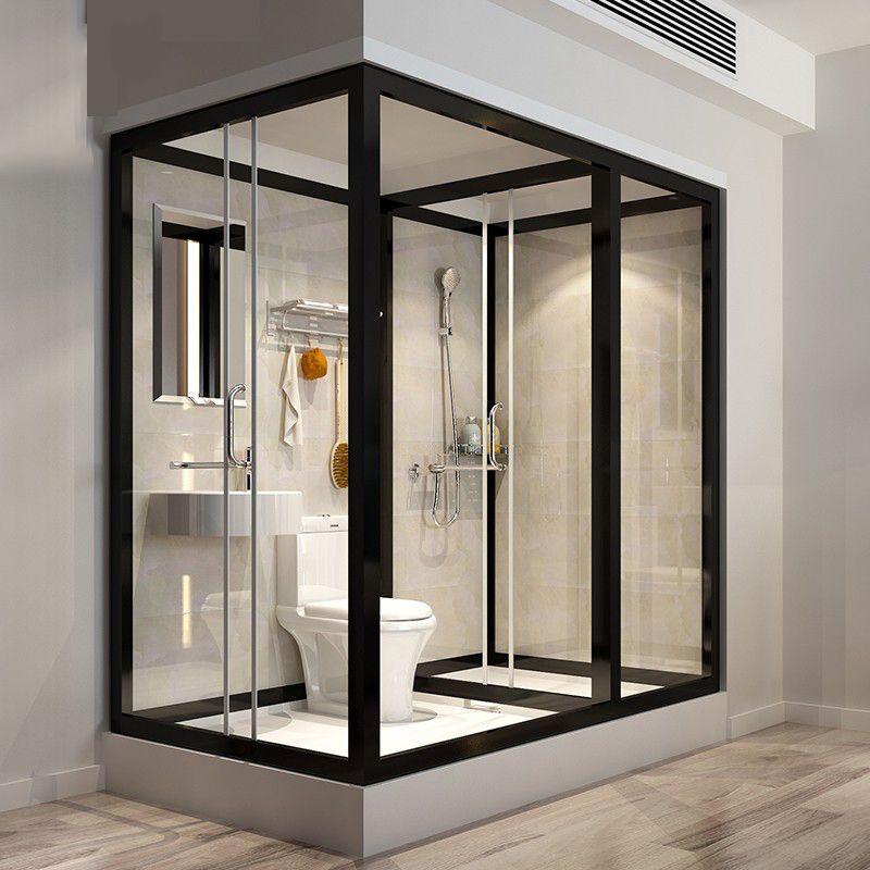 Contemporary Framed Shower Stall Frosted Shower Stall with Ceiling Clearhalo 'Bathroom Remodel & Bathroom Fixtures' 'Home Improvement' 'home_improvement' 'home_improvement_shower_stalls_enclosures' 'Shower Stalls & Enclosures' 'shower_stalls_enclosures' 'Showers & Bathtubs' 1200x1200_57f073d0-aa0d-4120-ac3f-fbf562d40071