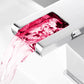 Contemporary Square Vessel Faucet Waterfall Spout with LED Three-Color Light Clearhalo 'Bathroom Remodel & Bathroom Fixtures' 'Bathroom Sink Faucets' 'Bathroom Sinks & Faucet Components' 'bathroom_sink_faucets' 'Home Improvement' 'home_improvement' 'home_improvement_bathroom_sink_faucets' 1200x1200_57fc5140-0d41-4b20-ad7d-d073156200b1