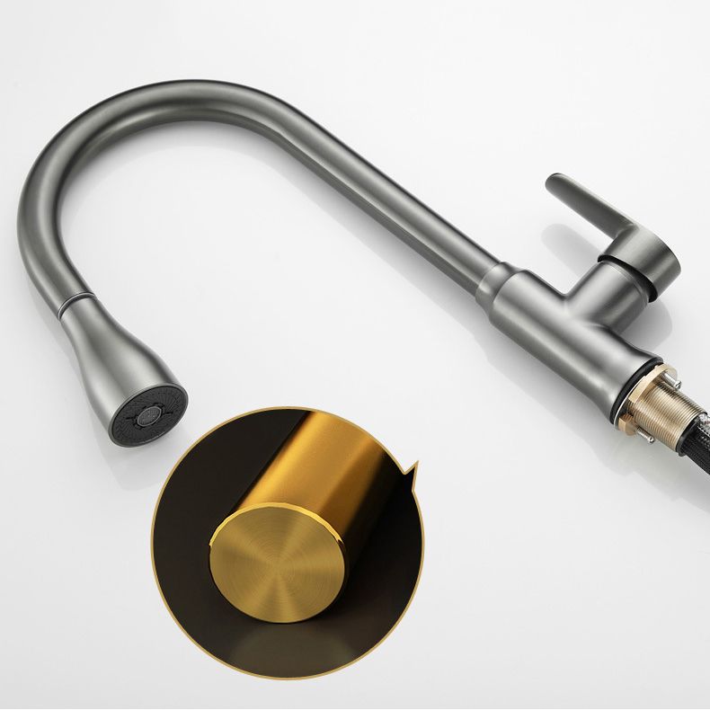 Modern Style Kitchen Faucet Brass 1-Handle High Arc Retractable Kitchen Faucet Clearhalo 'Home Improvement' 'home_improvement' 'home_improvement_kitchen_faucets' 'Kitchen Faucets' 'Kitchen Remodel & Kitchen Fixtures' 'Kitchen Sinks & Faucet Components' 'kitchen_faucets' 1200x1200_5824c35c-6e5d-40bc-86bc-04be3d783664