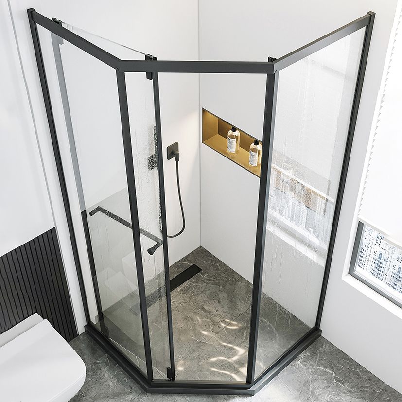 Contemporary Plain Shower Enclosure Neo-Angle Clear Semi-Frameless Shower Enclosure Clearhalo 'Bathroom Remodel & Bathroom Fixtures' 'Home Improvement' 'home_improvement' 'home_improvement_shower_stalls_enclosures' 'Shower Stalls & Enclosures' 'shower_stalls_enclosures' 'Showers & Bathtubs' 1200x1200_583ba025-1b66-48e4-a73f-f00c6047b8a1