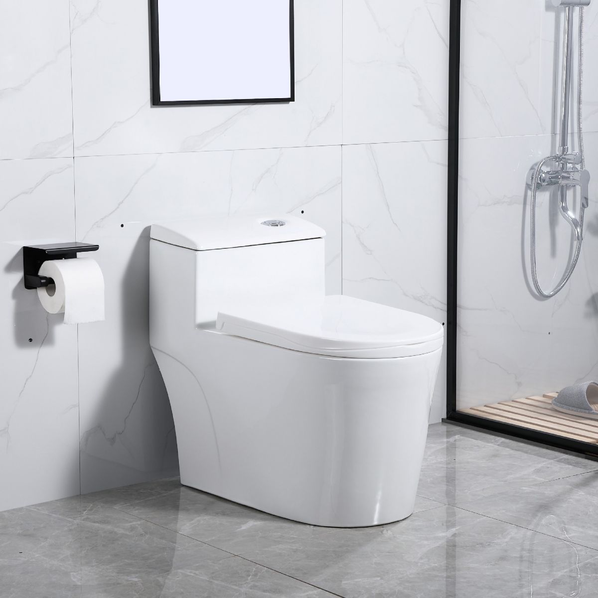 Modern Floor Mounted Toilet Bowl One-Piece Toilet for Washroom Clearhalo 'Bathroom Remodel & Bathroom Fixtures' 'Home Improvement' 'home_improvement' 'home_improvement_toilets' 'Toilets & Bidets' 'Toilets' 1200x1200_583d2b45-a4f4-453e-bd31-525def35e03e