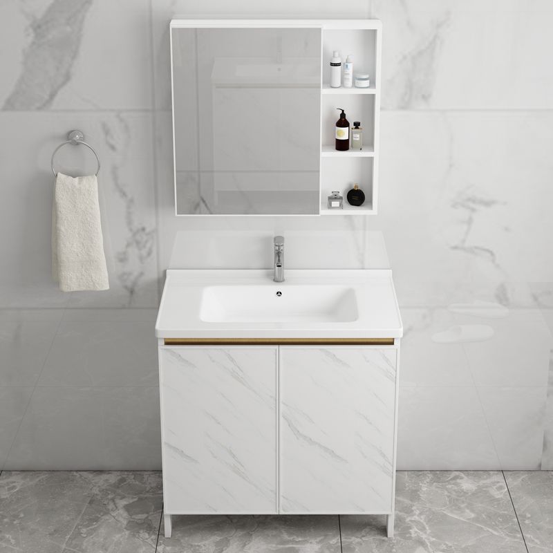 Free Standing Vanity Set White Drawer Ceramic Sink Faucet Vanity Set with Mirror Clearhalo 'Bathroom Remodel & Bathroom Fixtures' 'Bathroom Vanities' 'bathroom_vanities' 'Home Improvement' 'home_improvement' 'home_improvement_bathroom_vanities' 1200x1200_5842692f-78b7-43a8-b500-dac24bd1aaa5