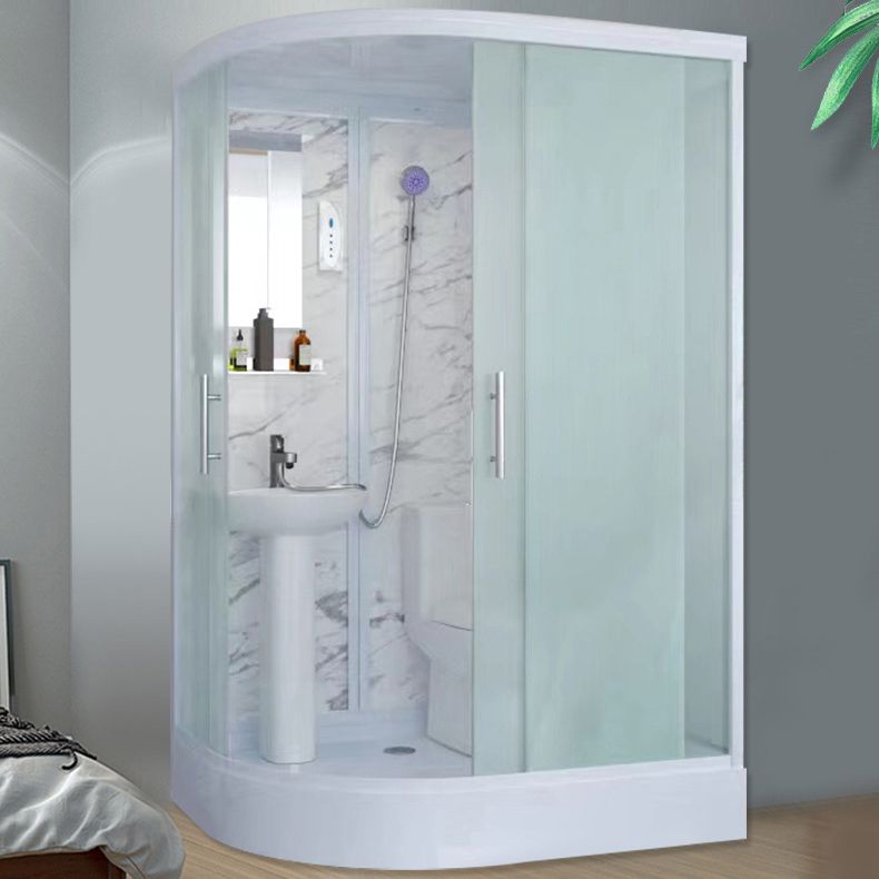 Sliding Shower Enclosure Framed Shower with Tempered Glass in White without Toilet Clearhalo 'Bathroom Remodel & Bathroom Fixtures' 'Home Improvement' 'home_improvement' 'home_improvement_shower_stalls_enclosures' 'Shower Stalls & Enclosures' 'shower_stalls_enclosures' 'Showers & Bathtubs' 1200x1200_5859e2b2-a691-4afa-ad89-012443c61b33