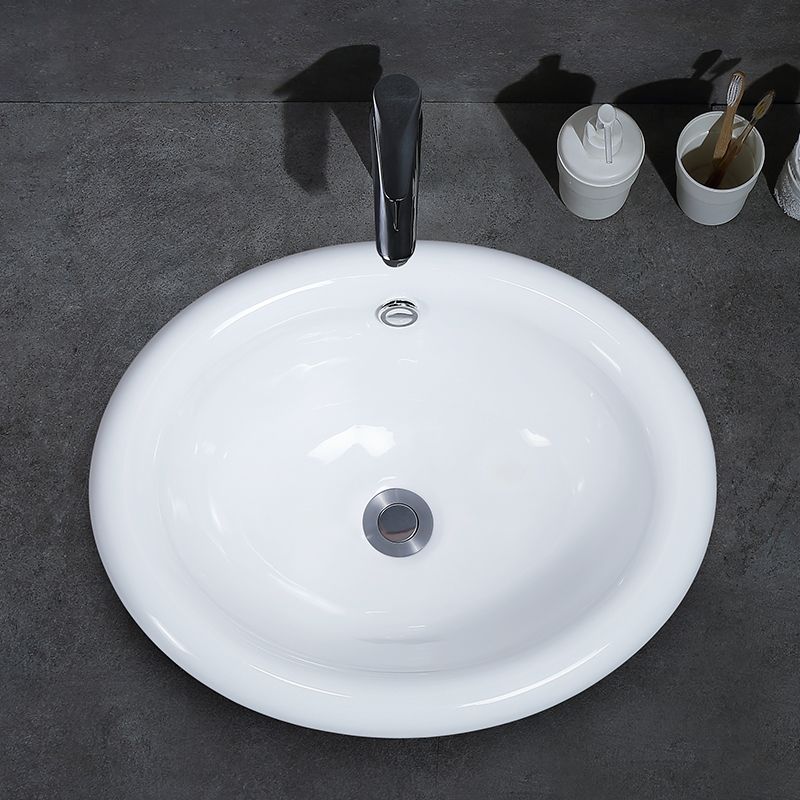 Contemporary Bathroom Sink Porcelain Oval-Shape Drop-in Bathroom Sink without Faucet Clearhalo 'Bathroom Remodel & Bathroom Fixtures' 'Bathroom Sinks & Faucet Components' 'Bathroom Sinks' 'bathroom_sink' 'Home Improvement' 'home_improvement' 'home_improvement_bathroom_sink' 1200x1200_585d6f3c-fc1b-46be-8516-e2873179aa4f