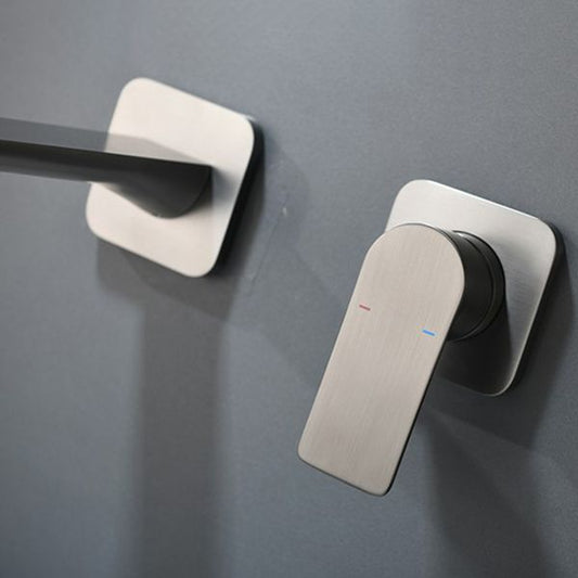 Metal Wall Mounted Bathroom Faucet Modern Widespread Sink Faucet Clearhalo 'Bathroom Remodel & Bathroom Fixtures' 'Bathroom Sink Faucets' 'Bathroom Sinks & Faucet Components' 'bathroom_sink_faucets' 'Home Improvement' 'home_improvement' 'home_improvement_bathroom_sink_faucets' 1200x1200_5864568c-baa3-448e-b799-18344c516c06