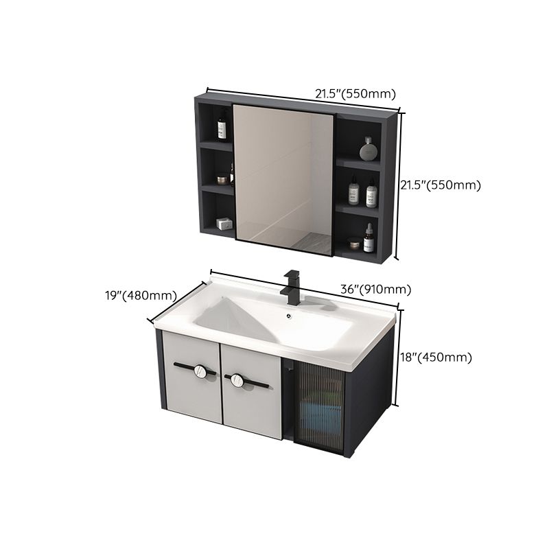 Metal Base Modern Bathroom Vanity Single Rectangular Wall Mount Vanity Set Clearhalo 'Bathroom Remodel & Bathroom Fixtures' 'Bathroom Vanities' 'bathroom_vanities' 'Home Improvement' 'home_improvement' 'home_improvement_bathroom_vanities' 1200x1200_586ca8e1-330b-4768-a8d7-fed744eaf2a8