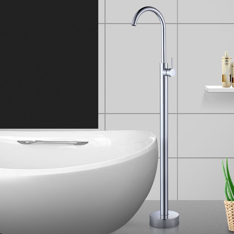 Contemporary Bathroom Faucet Floor Mounted Copper One Handle Freestanding Tub Filler Trim Clearhalo 'Bathroom Remodel & Bathroom Fixtures' 'Bathtub Faucets' 'bathtub_faucets' 'Home Improvement' 'home_improvement' 'home_improvement_bathtub_faucets' 1200x1200_58792870-df41-4339-bfa9-97ea5f74b9e4