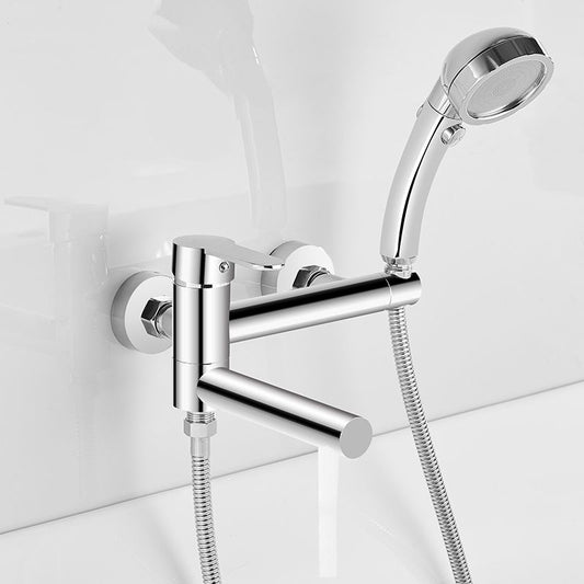 Wall Mounted Metal Rotatable Tub Filler Single Handle Faucet Clearhalo 'Bathroom Remodel & Bathroom Fixtures' 'Bathtub Faucets' 'bathtub_faucets' 'Home Improvement' 'home_improvement' 'home_improvement_bathtub_faucets' 1200x1200_58a5bbdc-adc6-421a-b1f9-568cb6ff08de